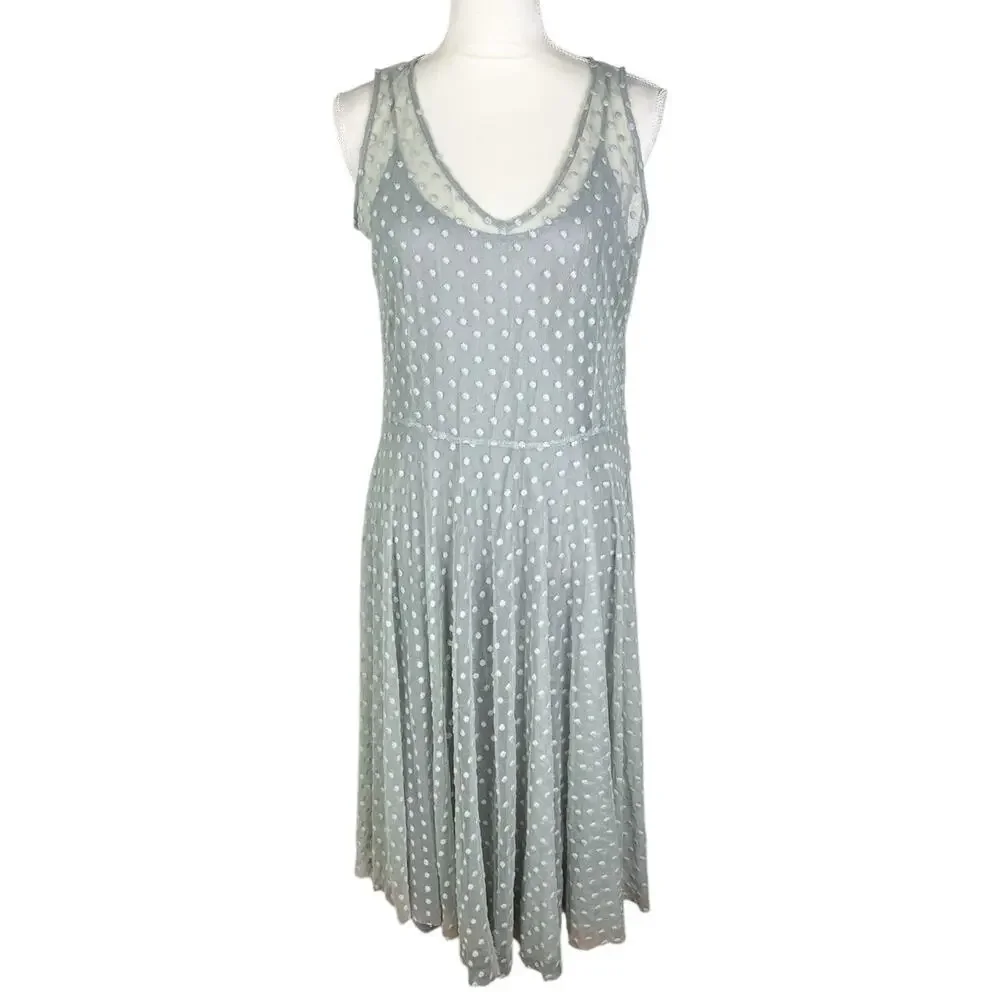 Johnny Was 4 Love and Liberty Mesh Polka Dot Midi Dress Whimsy Boho Size Large - Picture 1 of 10